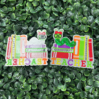 Patch brodé hybride de 3 pouces avec paillettes argentées, motif 'Professeur Bibliothécaire', applique personnalisée pour livres, thermocollant pour casquettes et chapeaux