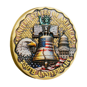 Verjaardagsmunt Verenigde Staten 250e verjaardag, zinklegering, patriottisme, herdenkingsmunt, 4 stijlen, kleurrijk/eenvoudig ontwerp, aanpasbaar kunstwerk, souvenir - Product Image 2