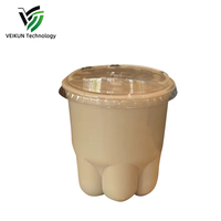 Gobelet transparent en PET de qualité alimentaire, anti-transpiration, à bord lisse, design patte de chat, style Instagram, pour café, salon de thé, boba