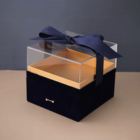 Caja Rígida Reciclable de Acrílico Transparente de Doble Capa con Laminado Mate y Grabado en Relieve, Recuerdos de Boda Modernos y de Lujo, Regalos para Damas de Honor