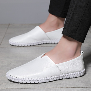 Zapatos de cuero genuino sin cordones para hombre, cosidos a mano, zapatos de cuero para hombre, zapatos ligeros para caminar, plantilla suave, ideales para el ocio urbano. - Product Image 3