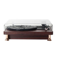 Tourne-disque vinyle rétro en bois personnalisé avec couvercle anti-poussière, lecteur de disques vintage BT, décoration d'intérieur, audio pour salon