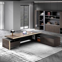 Bureau de direction simple et moderne, table et chaise de président, bureau en L commercial, luxe léger