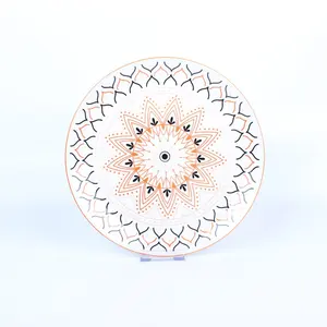 Morocco Style Ceramic Round Soup Plate Colorful Dinner Plate Cheap Serving Porcelain dishes