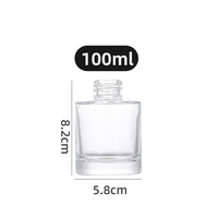 Bouteille diffuseur de parfum en verre transparente et plate de 100 ml et 150 ml, vide, avec bouchon en bois, récipient pour parfum d'ambiance, logo personnalisé