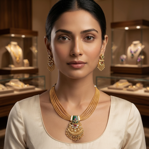 Wholesale High Quality New Vintage Gold Plated Crystal <b>Bridal</b> <b>Jewelry</b> <b>Set</b> Long Mala Necklace Earrings Maang Party Wedding Third - Product Image 3