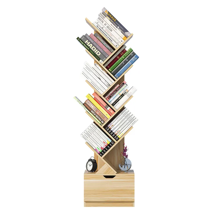 2021ร้อนขายที่ทันสมัยสร้างสรรค์ไม้รูปต้นไม้ชั้นวางหนังสือตู้หนังสือสำหรับห้องสมุดบ้านห้องนั่งเล่น