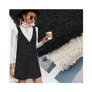 Hot top quality wholesale 100 polyester woven nice color tweed fabric for ladies dress and coat