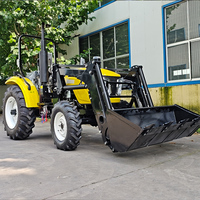Traktor Mini 50HP 4x4 Diesel dengan Loader Depan dan Backhoe, Traktor Roda Kompak untuk Pertanian, Mesin Pertanian Pabrik
