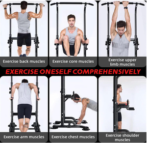 Équipement de fitness d'intérieur noir durable Banc et support de traction en métal de sécurité à simple et double pôle avec barres parallèles au sol - Product Image 6