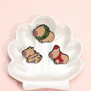 Broches en émail de la série Capybara mignon buvant bière et thé au lait, Capybara de Noël 'Pas de problèmes, juste des bulles', Bijoux cadeaux - Product Image 2