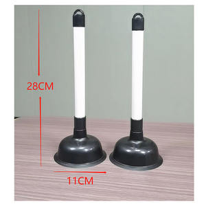 Groothandel 11cm Diameter Mini Riooltoiletzuiger met Lange Steel TPR Zuignap Zwart - Product Image 4