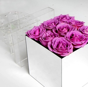 9 Holes square Acrylic Flower <strong>Box</strong> Silver <strong>Mirror</strong> Acrylic Rose <strong>Box</strong> - Product Image 2