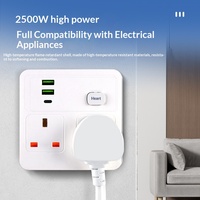 Adaptateur mural universel multi-prises 13A, ports de charge rapide USB Type-C, multiprise multifonction, rallonge électrique