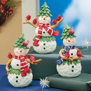 Рождественская настольная Статуэтка рождественские украшения из смолы Снеговики праздничные фигурки Набор из 3 предметов