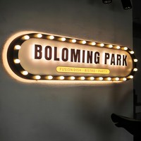 Bohlam led iklan kustom kotak lampu retro tanda akrilik Led 3D huruf Logo papan nama toko luar ruangan tanda cahaya
