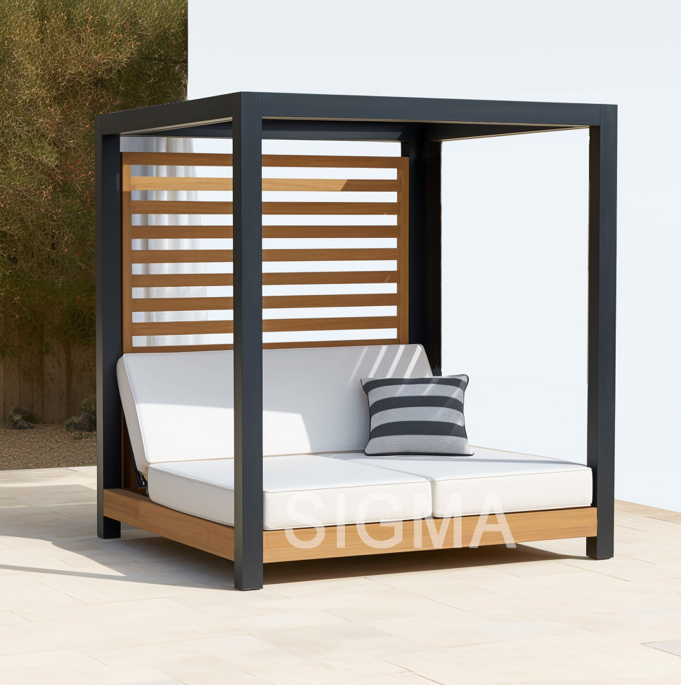 Outdoor Daybed Furniture Patio Sunbed aluminum Outdoor Furniture Set Chaise Lounge With Canopy