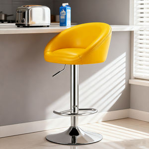 Yellow Tech Swivel Milk Tea Shop <strong>Stool</strong> with Curved Back Support <strong>bar</strong> <strong>Stool</strong> - Product Image 2