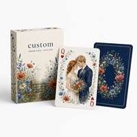 Jeu de cartes de poker personnalisé en aquarelle de fleurs sauvages espagnoles, cadeau de mariage, service tout-en-un