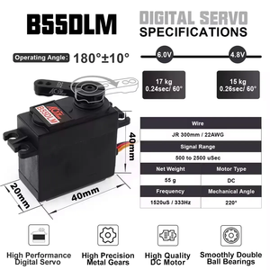 มอเตอร์ดิจิตอลมาตรฐานราคาประหยัด AGFRC B55DLM 17 กก. 0.24 วินาที 180 องศา 55 กรัม สำหรับหุ่นยนต์/รถยนต์บังคับวิทยุ - Product Image 5