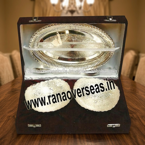 Juego de Vajilla de Latón Plateado, Diseño de Cuenco para Servir con Cucharas y Bandeja, para Navidad, Bodas y Regalos - Product Image 3