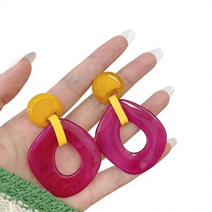 Pendientes de Resina Azul con Forma de Hoja de Monstera, Joyería Bohemia para Mujer, Pendientes de Acrílico Chapados en Oro para Fiesta - Product Image 4