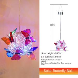 Papillon solaire suspendu boule d'arbre lumières LED sens de lumière intelligente extérieur étanche cour jardin couleur lumières décoratives - Product Image 4