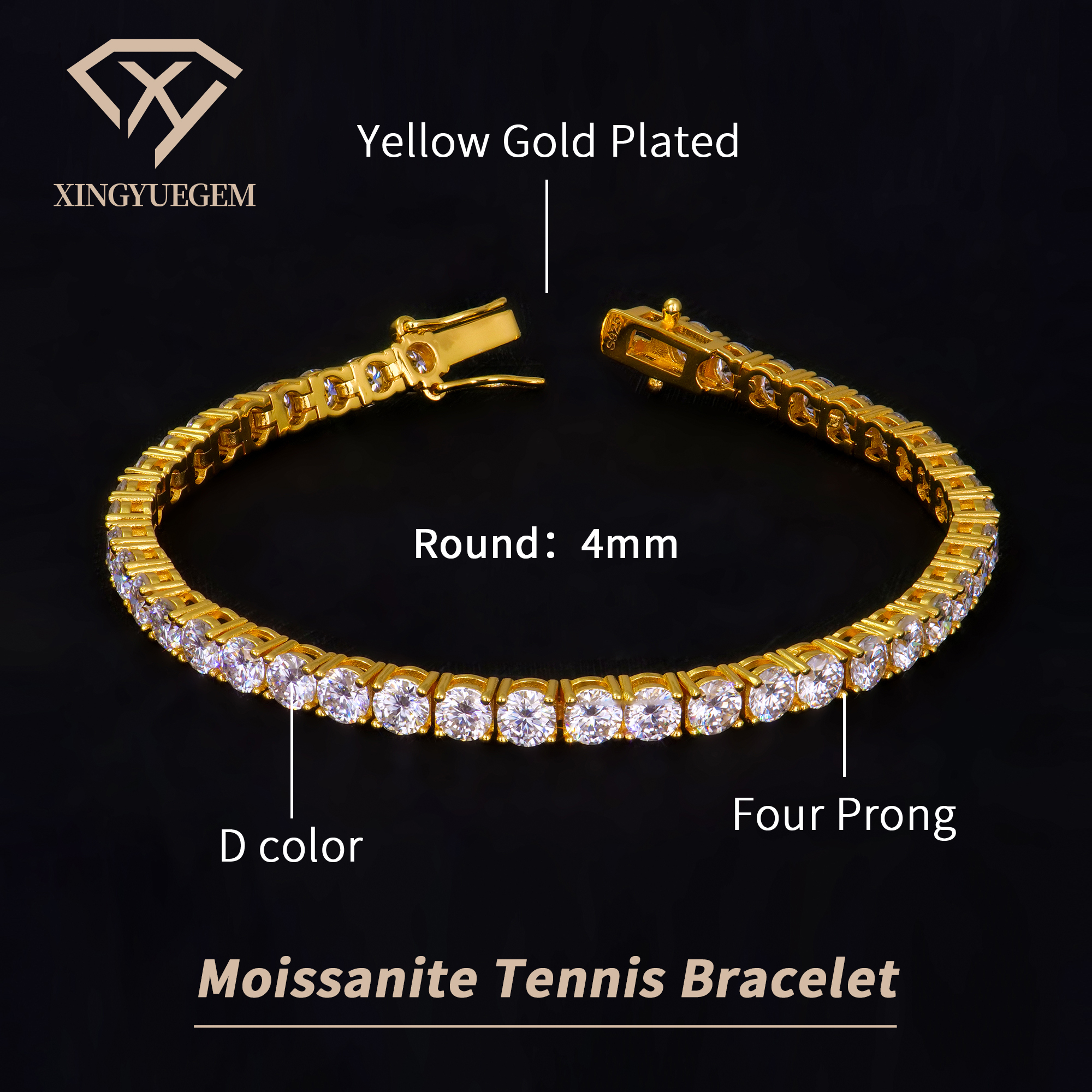 Yellow Gold Plated 4mm