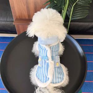 Écharpe rayée pour chien avec motif étoile, gilet chaud pour petits animaux de compagnie, vêtements d'automne et d'hiver, vêtements pour chiot Bichon Frise Teddy - Product Image 2