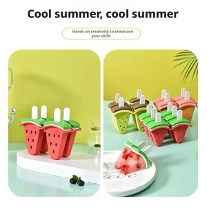 DIY Homemade Ice Cream Mold Watermelon Shape Ice Popsicle Mould with Ice Cream Sticks Eco-Friendly Kitchen <b>Tool</b> - Product Image 3