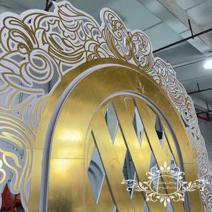 PVC oro acrilico sfondo <span class=keywords><strong>arco</strong></span> <span class=keywords><strong>matrimonio</strong></span> eventi decorazione parete Set Up palco - Product Image 6