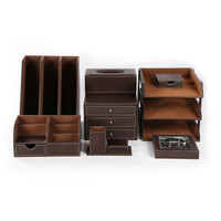 Ensemble de papeterie de bureau de luxe en cuir blanc/noir/marron/cuir, porte-coussin pliable en cuir, WFD en option