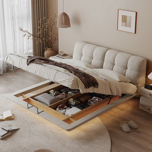 Giường ngủ nổi kiểu mới chất liệu vải lanh nhập khẩu 1.8m phong cách Wabi Sabi tối giản sang trọng nhẹ nhàng, thiết kế cạnh liền mạch, dành cho phòng ngủ chính - Product Image 3