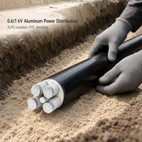 Kabel Daya Tegangan Rendah YJLV 0.6/1kV Inti Aluminium Berisolasi XLPE Berlapis PVC 4+1 Inti