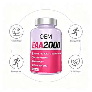 OEM EAA <strong>Complex</strong> Capsules with <strong>BCAAs</strong> and Leucine Vegan Non GMO 30 Servings Dietary Supplement 90 Count - Product Image 3