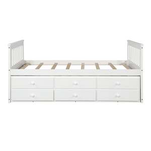 Màu trắng đôi thuyền trưởng phong cách giường lưu trữ đi văng với trundle và ngăn kéo cho trẻ em khách - Product Image 3