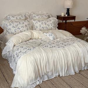 Juego <span class=keywords><strong>de</strong></span> Sábanas <span class=keywords><strong>de</strong></span> Cuatro Piezas <span class=keywords><strong>de</strong></span> Algodón <span class=keywords><strong>de</strong></span> Fibra Larga Estilo Princesa Francesa, Fundas <span class=keywords><strong>de</strong></span> Almohada, Juego <span class=keywords><strong>de</strong></span> Fundas <span class=keywords><strong>de</strong></span> Edredón - Product Image 3