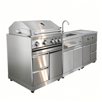 Meubles de cuisine BBQ d'extérieur JINGSHUN en acier inoxydable, armoires multifonctionnelles en acier inoxydable, vente en gros pour usage commercial et domestique