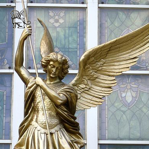 Statua di San Michele Arcangelo in Bronzo a Grandezza Naturale, Scultura Religiosa di Angelo che Elimina i Demonio per Esterni - Product Image 2