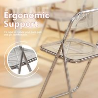 Chaise de salle à manger moderne en plastique transparent, pliable et empilable, avec pieds en métal, pour appartement, studio, coin d'exposition, style minimaliste