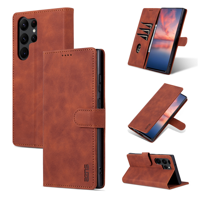 Premium PU Leather Wallet Flip Phone Case for Samsung Galaxy S26 Ultra S25 S24 S23 S22 Ultra  Shockproof Folio Cover