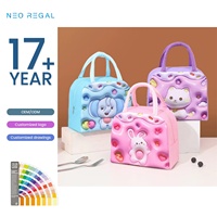 Sac à lunch isotherme portable pour enfants, motif animal de dessin animé 3D, en aluminium épais, pour l'extérieur, mignon