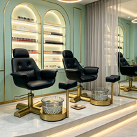 Nouveau design Fauteuil de pédicure et manucure de luxe moderne, pivotant et réglable, sans plomberie, avec base dorée, pour salon de beauté et soins des pieds