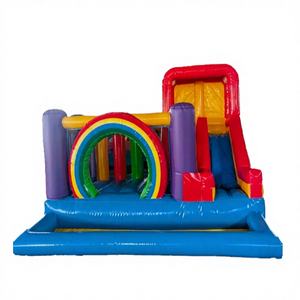 Nouveau design 2025 – Meilleur prix – Château gonflable arc-en-ciel coloré en PVC avec toboggan et piscine, capacité 5-8 personnes pour parc d'attractions - Product Image 1