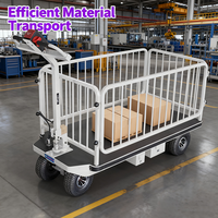 Chariot de manutention motorisé pliable en acier inoxydable robuste, conception à plateau plat, pour la logistique d'entrepôt, usage commercial