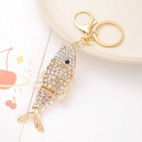 Porte-monnaie créatif en cuir avec strass, petit poisson, pendentif porte-clés, animal marin, poisson rouge, cadeau d'anniversaire, vente en gros