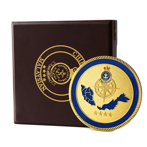 Stampi per Monete Personalizzate di Alta Qualità in Vendita, Monete in Lega di Zinco 3D Smaltate Dorate, Monete Commemorative con Confezione in Scatola di Legno - Product Image 4