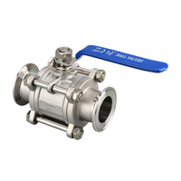 Katup Bola Stainless Steel 3-PC untuk Pengolahan Makanan SS304 SS316 Sanitary Manual Full Package Clamp Tiga Bagian untuk Air