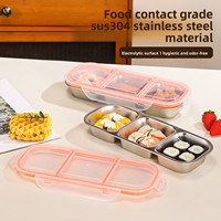 Boîte à lunch étanche et anti-fuite en acier inoxydable de qualité alimentaire, style minimaliste, 3 compartiments, pour la conservation des aliments