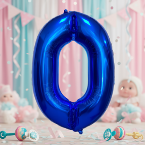 Globo de Mylar Metálico Azul Oscuro Número 0 de 1M para Decoraciones de Fiesta de Baby Shower - Product Image 2